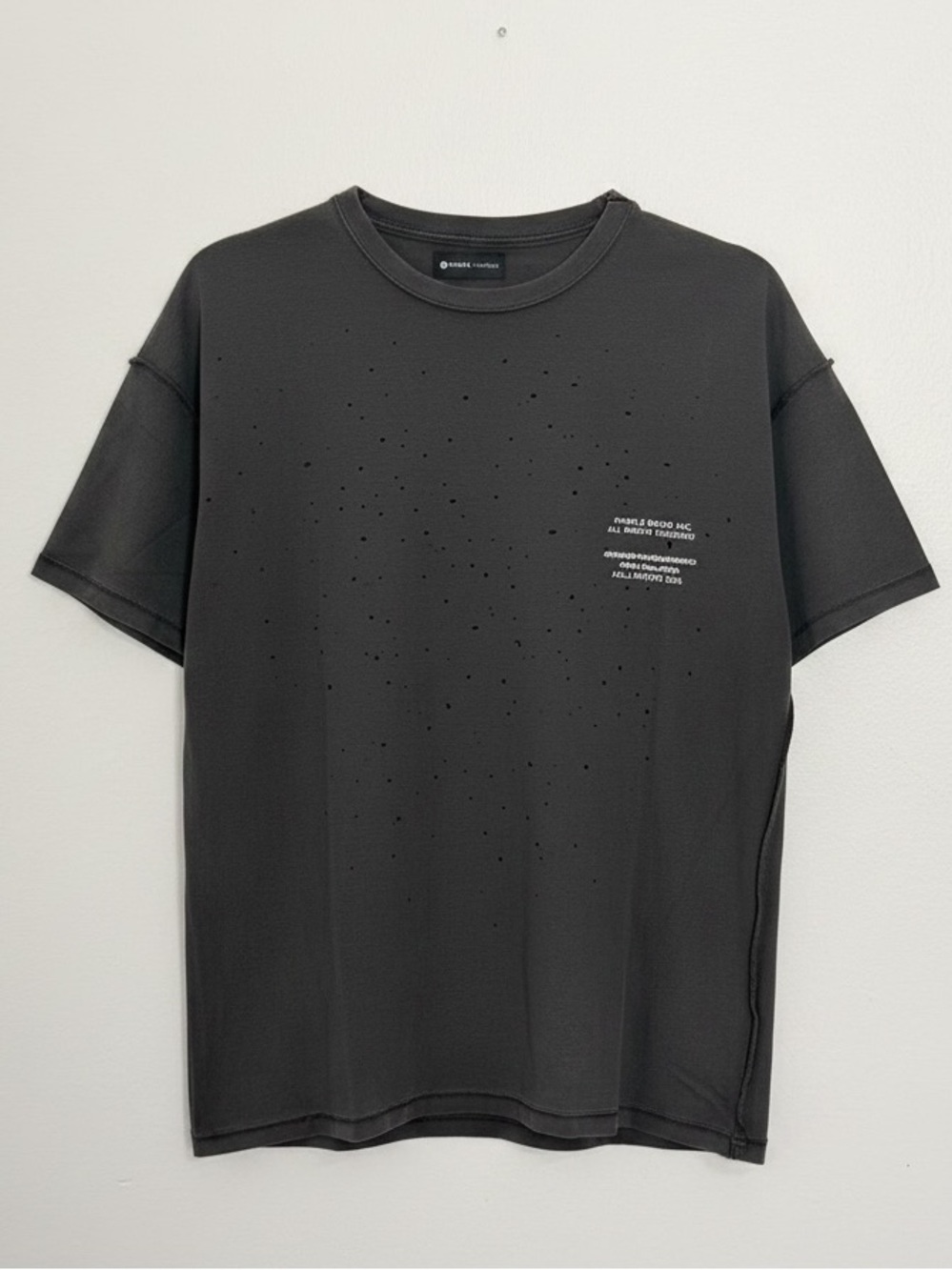 PURPLE Men's Black Distressed Short Sleeve Tee